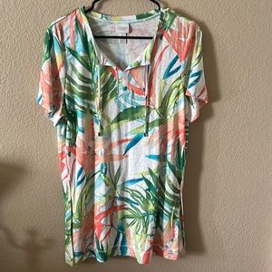 Hawaiian pattern v-neck Tshirt